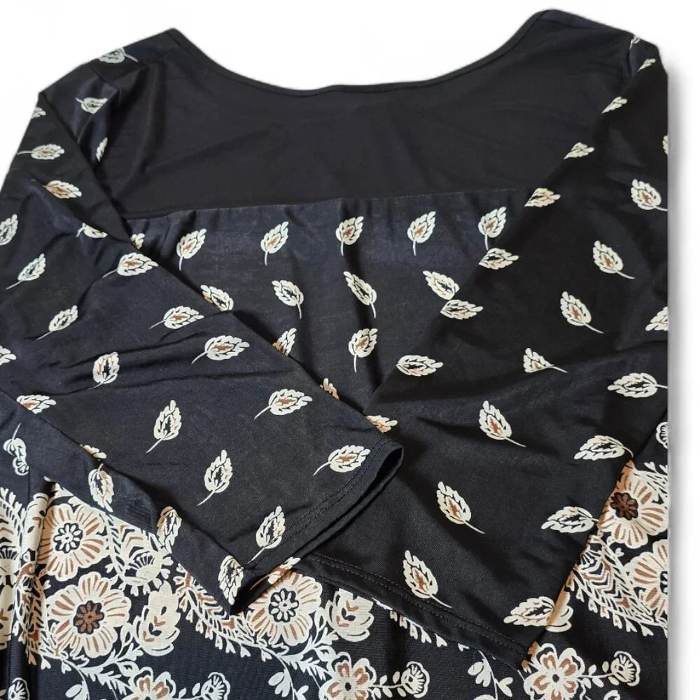 Lavish Black Bohemian Floral Tunic Top – Women's Size 1X - Picture 10 of 13